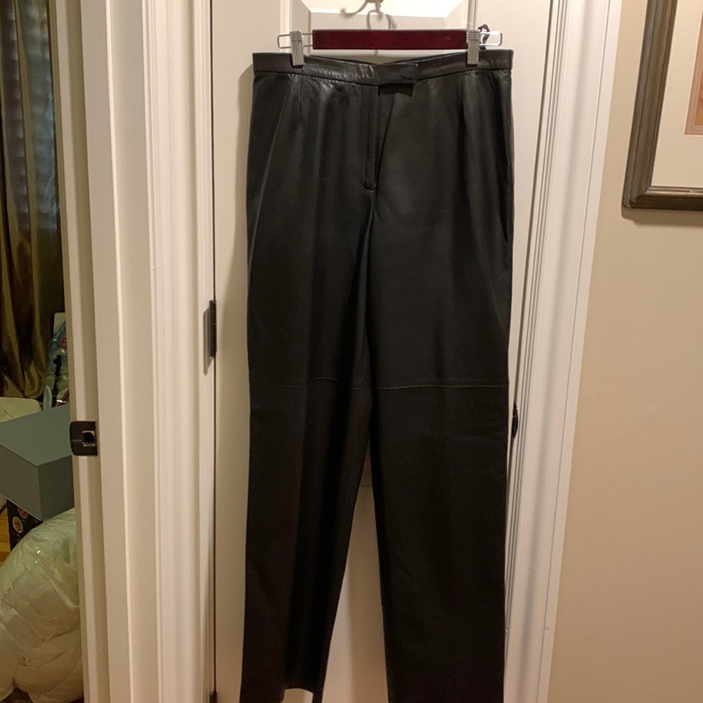 Anne Klein Leather Pants Black $495 Sz 10